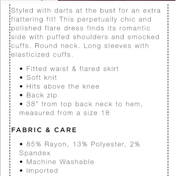 LOFT Burgundy Smocked Cuff fit & flare Dress - Picture 10 of 10